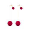 Nilu's Collection Detachable Plush Ball Korean Style Earrings for Women, Velvet Round Long Tassle Dangle Drop Earrings for Women