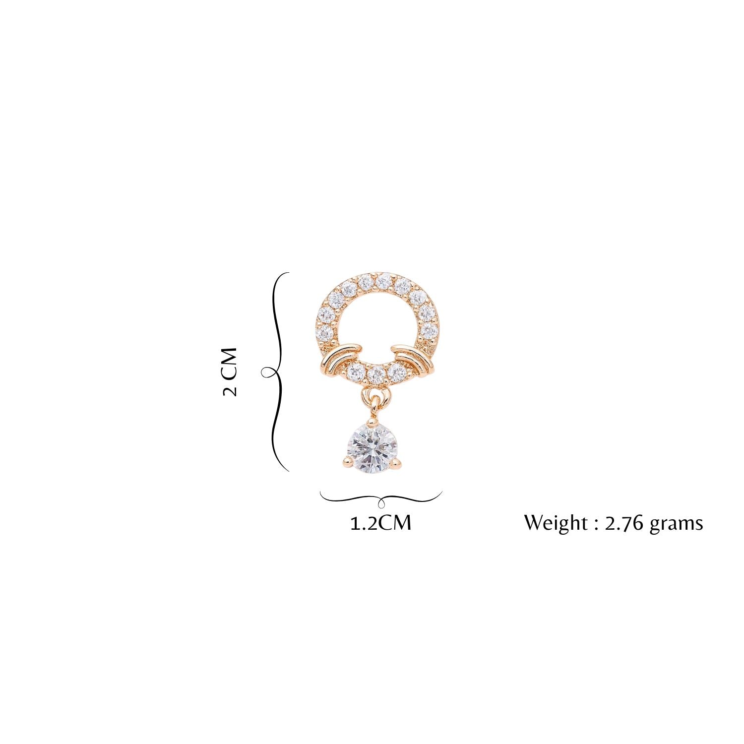 Nilu's Collection Rose Gold Plated American Diamond Hoop Drop Earrings for Women & Girls | Lightweight | Anti-Tranish| Anti- Allergy
