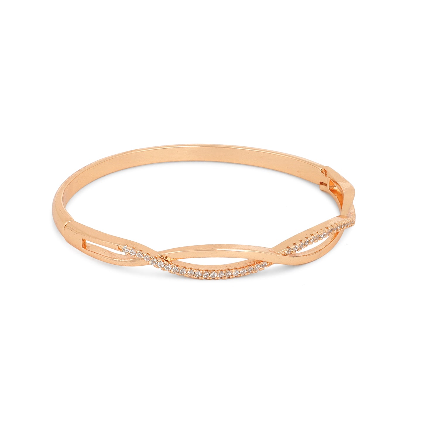 Nilu's Collection Rose Gold Plated Kada Bracelet with American Diamonds For Women And Girls | Anti-Tarnish | Anti- Allergy |