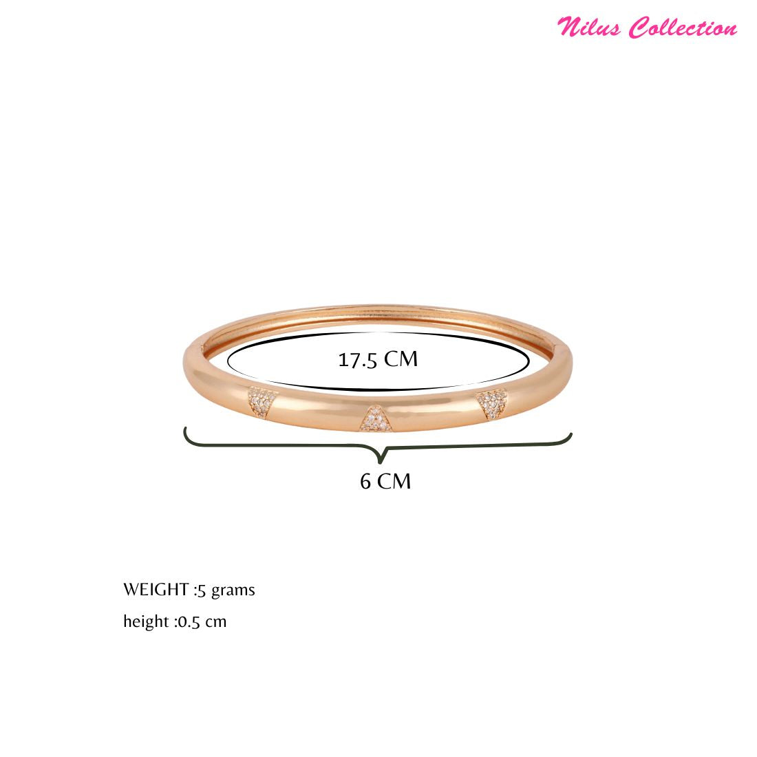 Elegant Rose Gold-Plated American Diamond Contemporary Brass Kada Bracelets For Women & girls | Sleek Finish |Office Wear |Minimalist Appeal