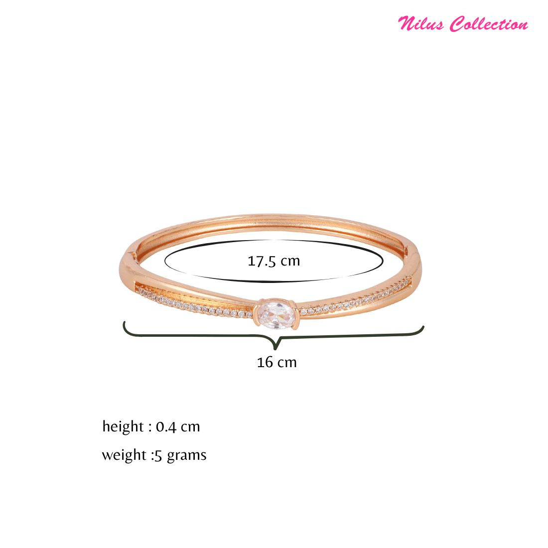 Rose Gold-Plated Kada with Centerpiece Stone Elegant Designer kada Bracelet for Women| Sleek Finish |Office Wear | Minimalist Appeal