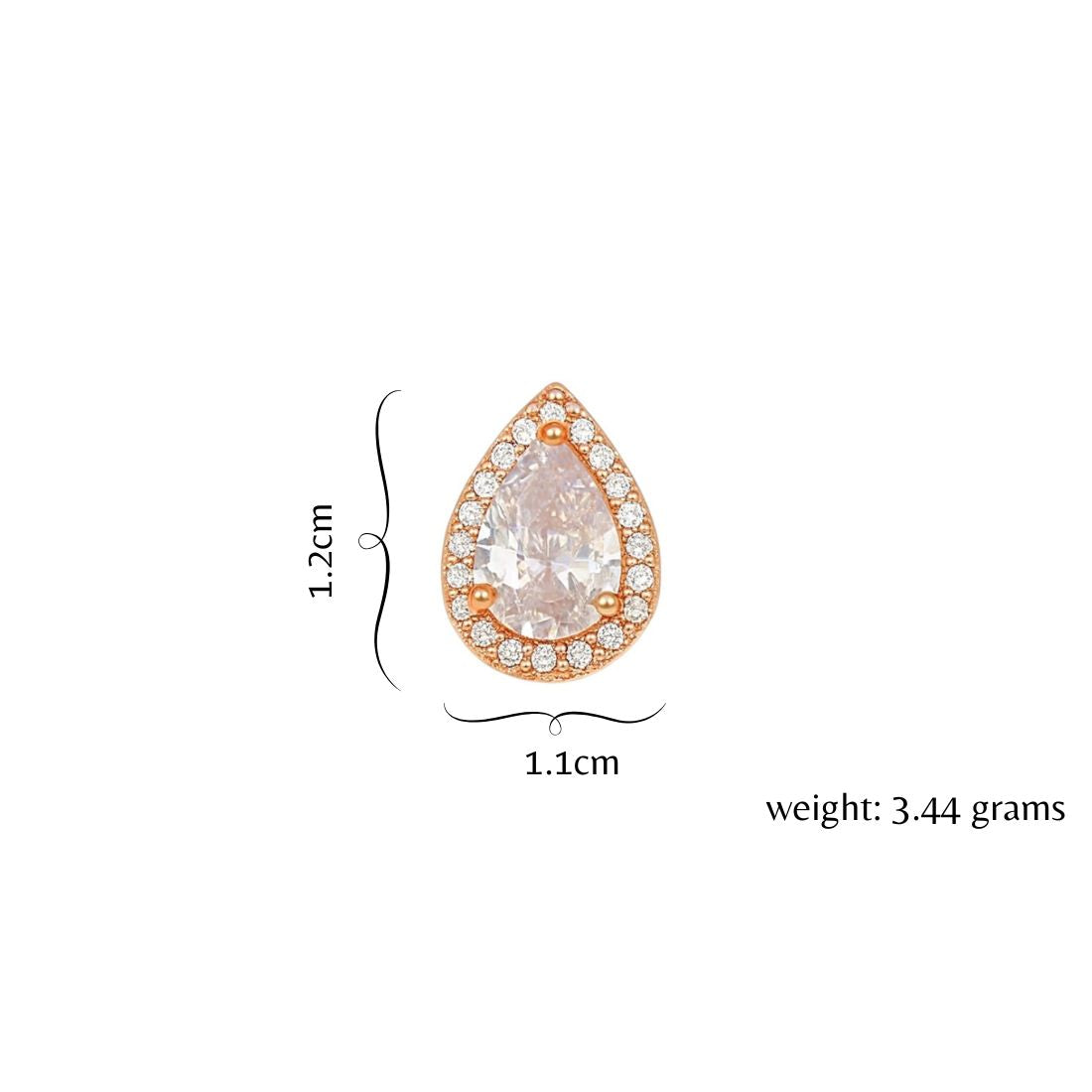 Nilu's Collection Rose Gold Plated Teardrop Stud Earrings with Sparkling AD Stones For Women And GIrls | Anti-Tranish| Anti-Allergy | Office Wear