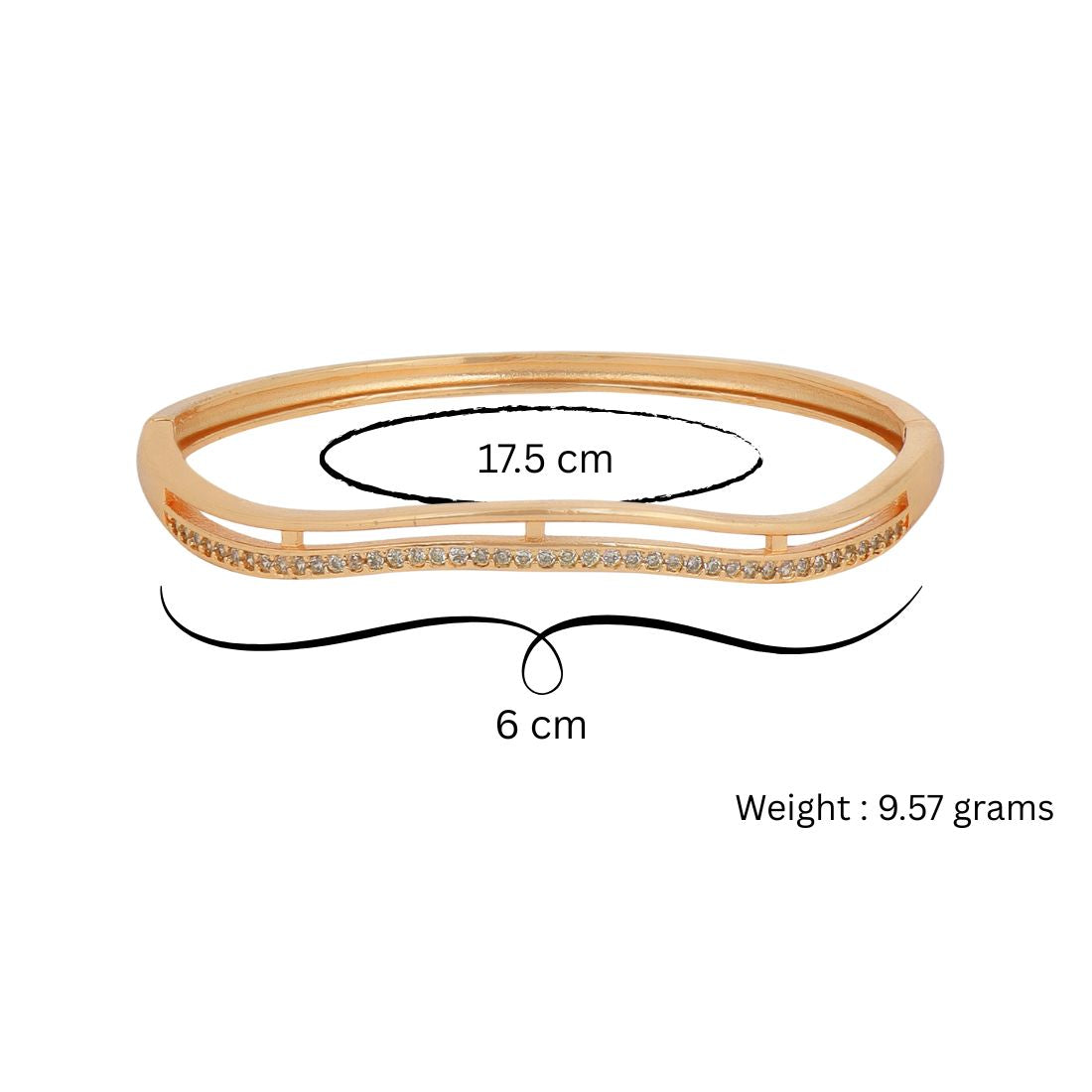 Nilus Collection Rose Gold Plated Kada with Sparkling AD Stones Foe Women And Girls | Anti -Tranish | Anti-Allergy |Office Wear |