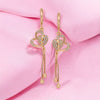 Rose Gold Plated Long Earrings, American Diamond Studded Lightweight Danglers Drop Earrings for Women and Girls