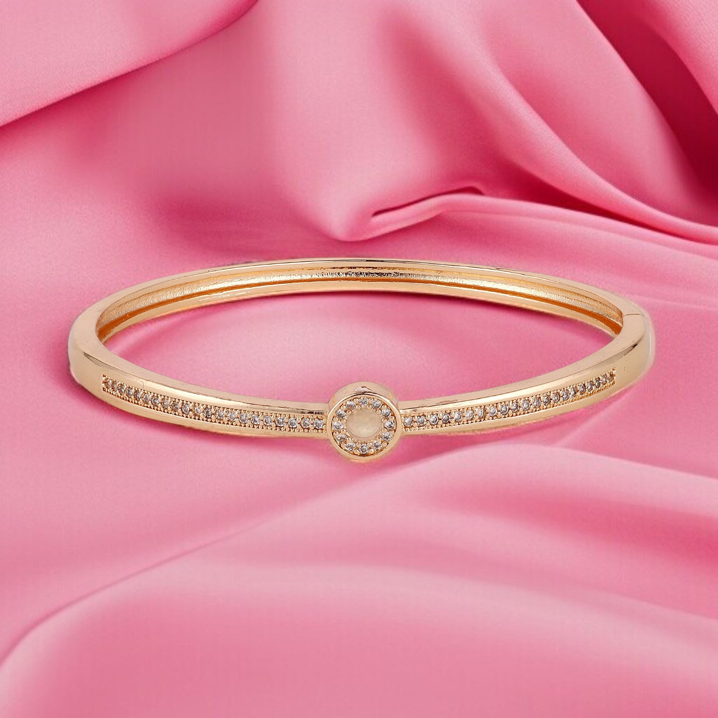 Rose Gold kada with Sparkling Round Motif with Sleek & Stylish for women & girls |Office Wear | Minimalist Appeal