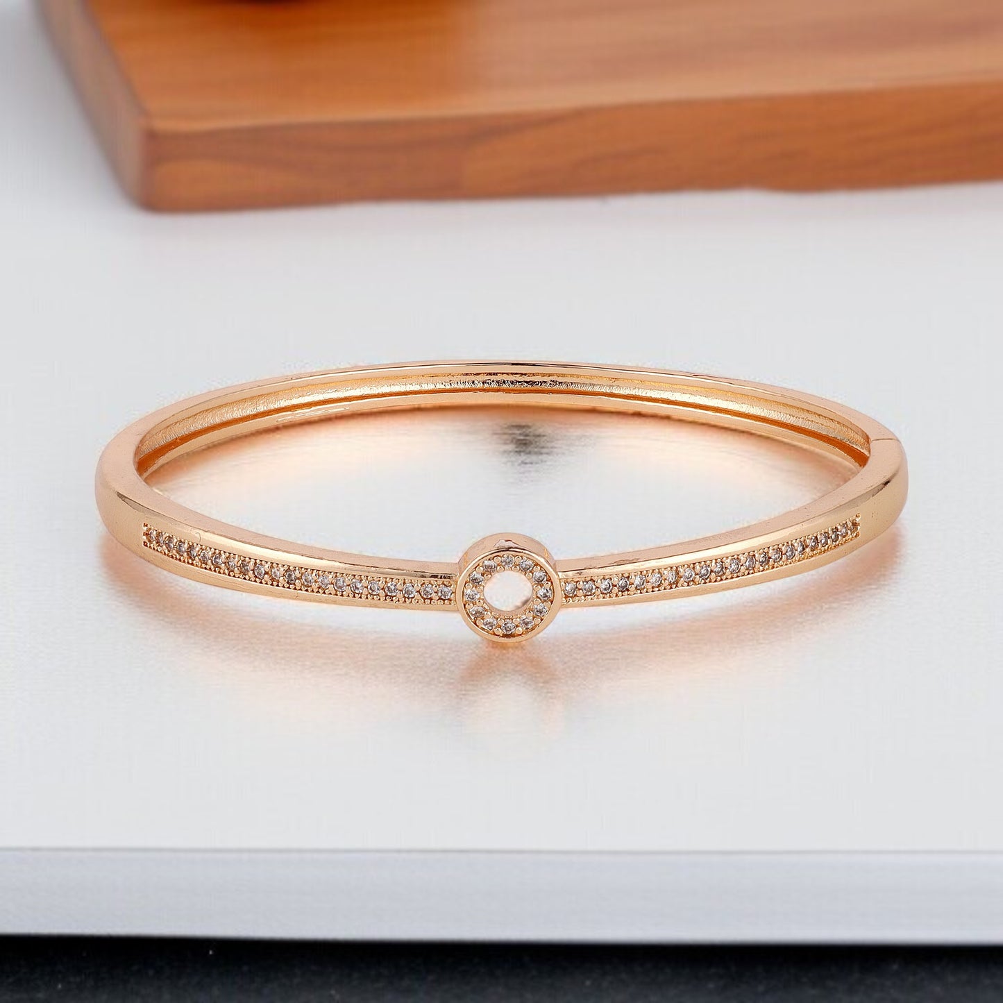Rose Gold kada with Sparkling Round Motif with Sleek & Stylish for women & girls |Office Wear | Minimalist Appeal