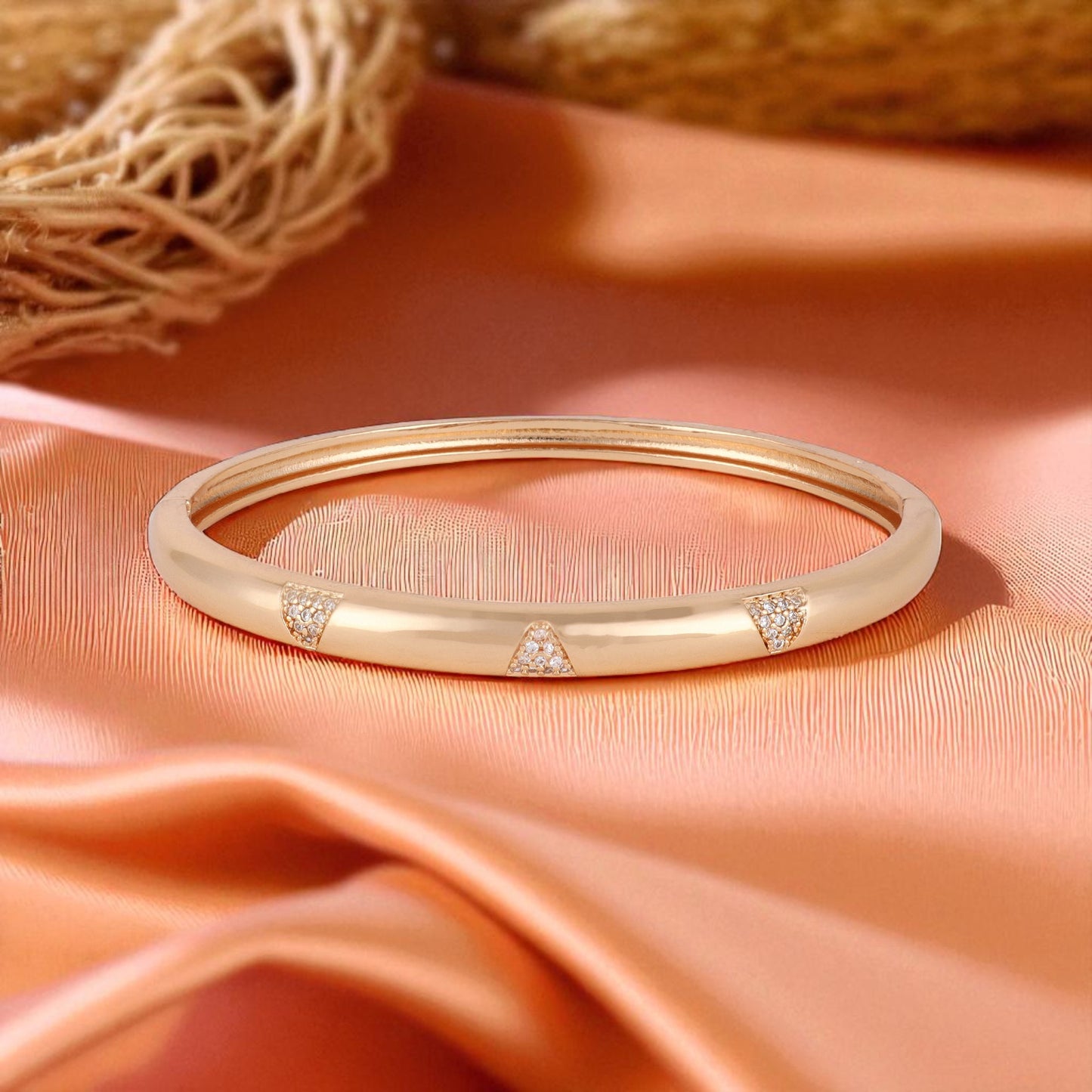Elegant Rose Gold-Plated American Diamond Contemporary Brass Kada Bracelets For Women & girls | Sleek Finish |Office Wear |Minimalist Appeal