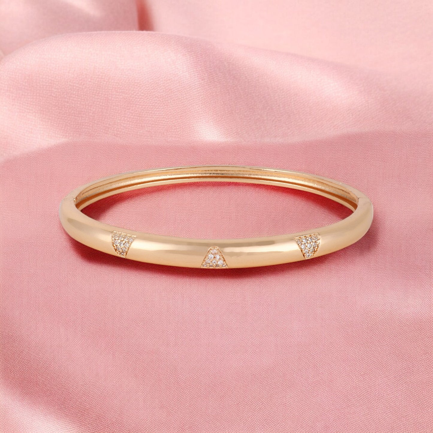 Elegant Rose Gold-Plated American Diamond Contemporary Brass Kada Bracelets For Women & girls | Sleek Finish |Office Wear |Minimalist Appeal