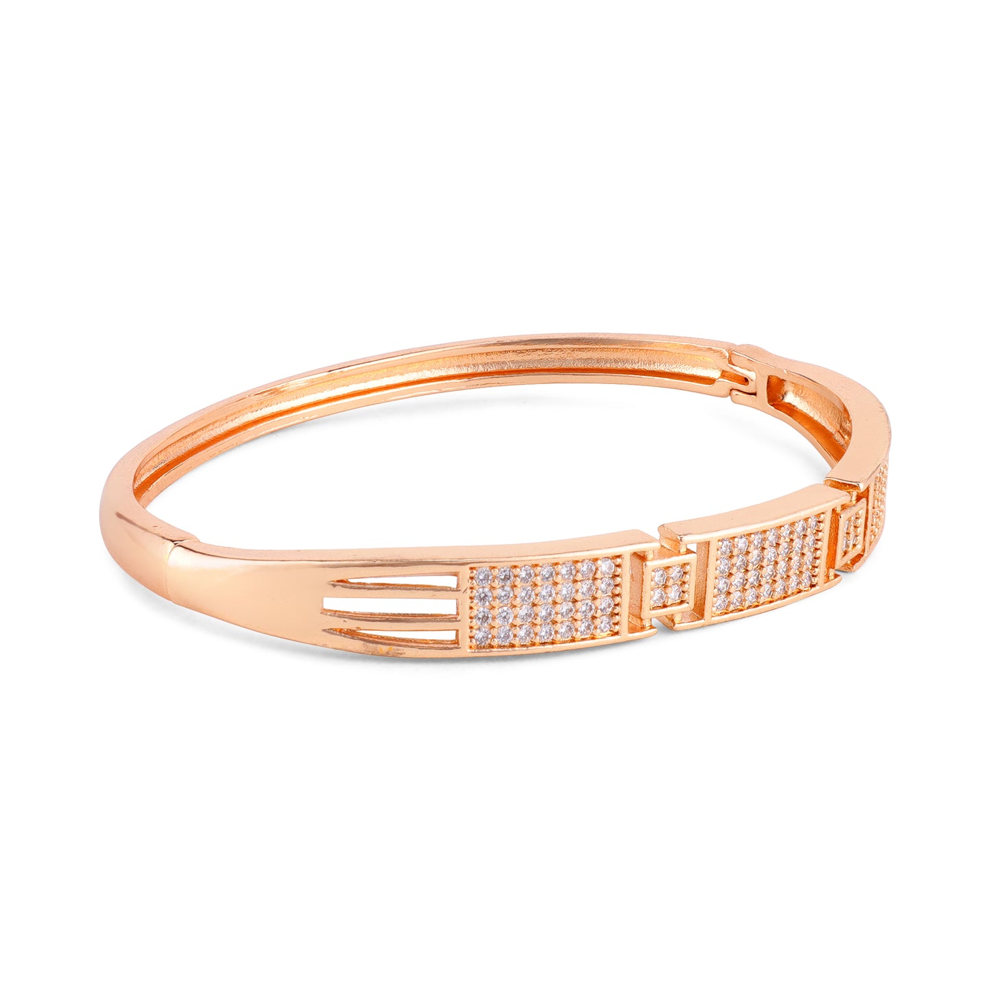 Nilu's Collection Rose Gold Plated With American Diamond kada Bracelet For Women And Girls |Anti- Tranish | Anti- Allergy | Office Wear