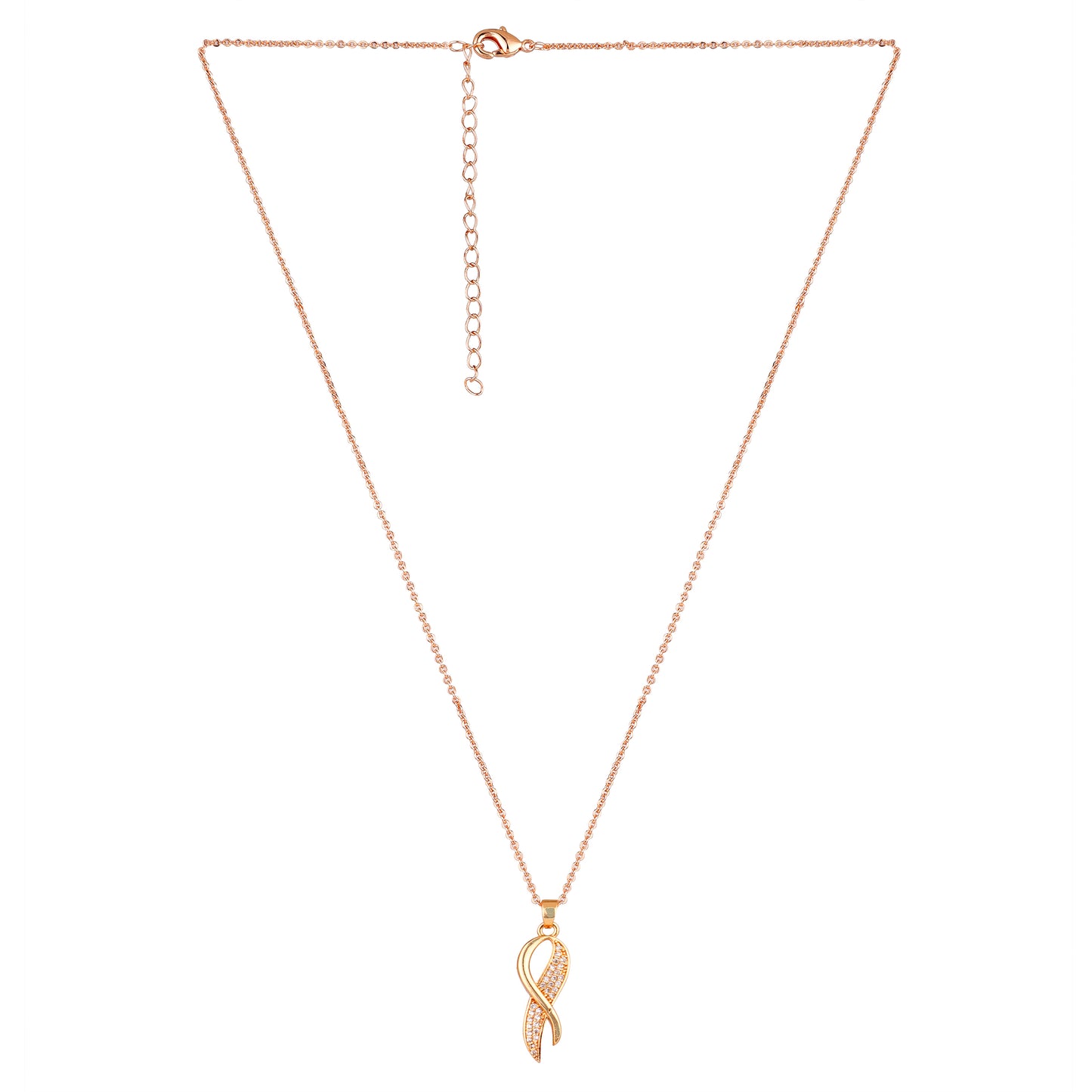 Rose Gold Plated Twist Pendant Necklace and Earrings Set for Women & Girls