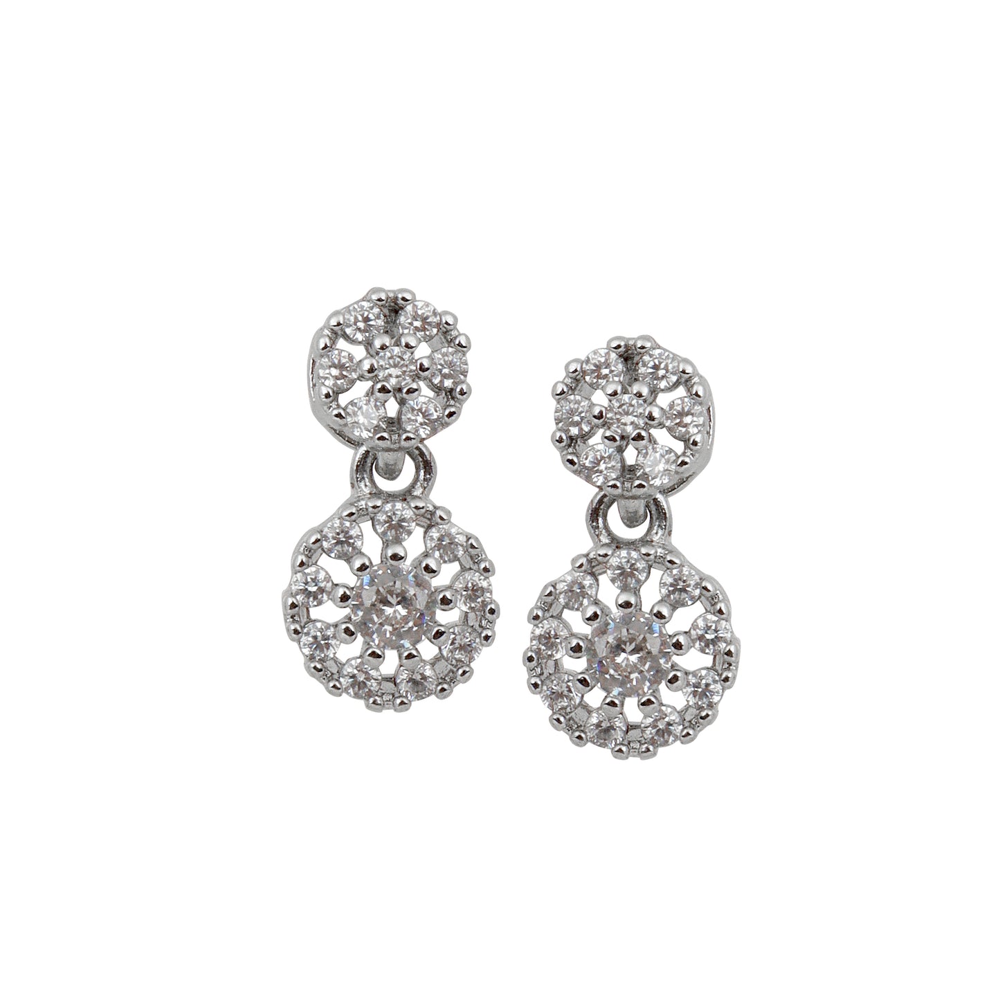 Silver Plated American Diamond Stone Studded | Anti Tarnish Jewellery Set for Women and Girls | Matching Earrings | Perfect for Weddings and Special Occasions
