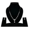 Stylish Silver Plated American Diamond Chain Pendent Necklace & Earrings Set for Women & Girls, Luxury AD Pendant Gift Set for Women, Girls