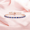 Rose Gold Plated Cubic Zirconia Adjustable Bracelet, Stylish Fashion Jewellery Gift for Girls & Women (Blue)