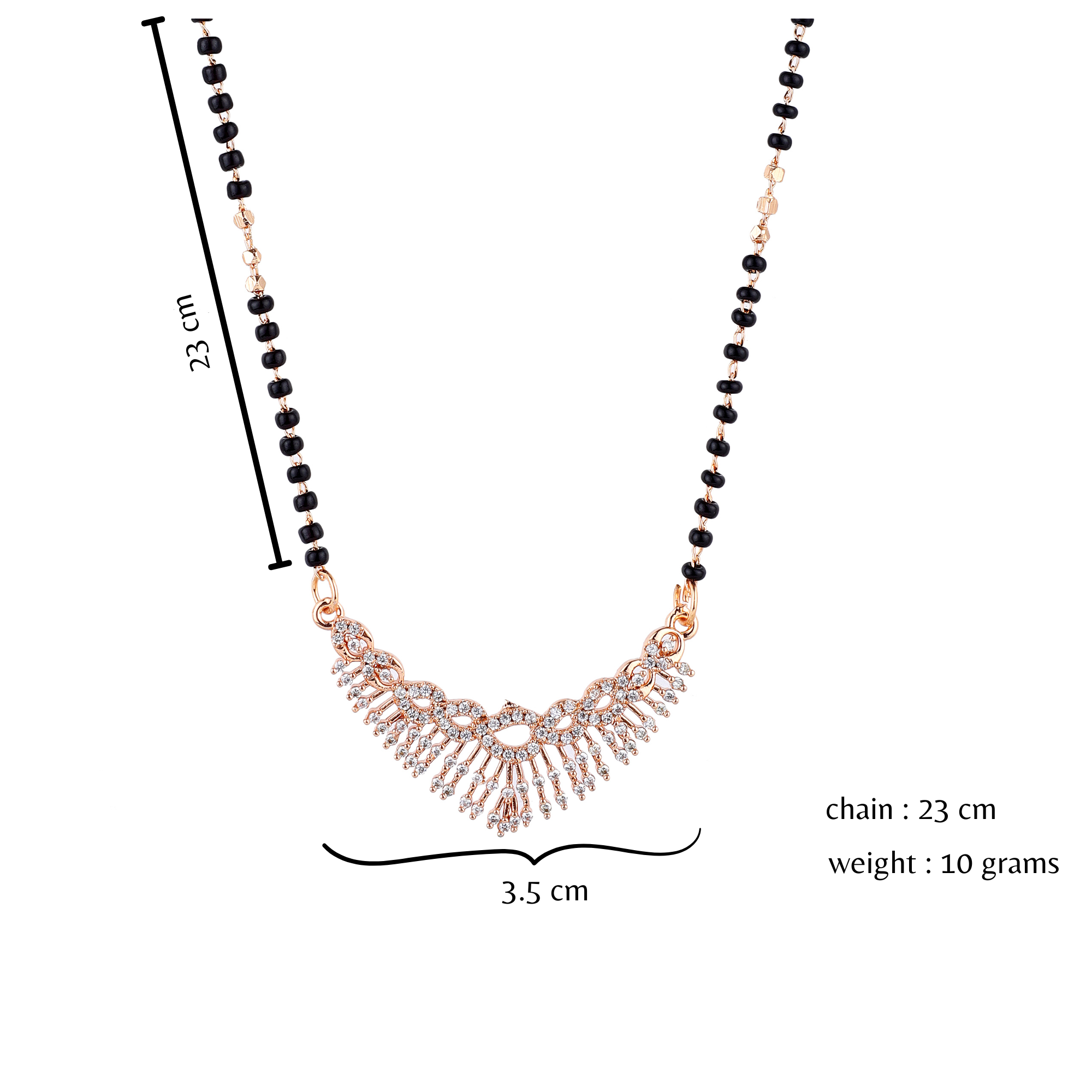 Nilu's Collection Rose Gold Plated Mangalsutra with Black Beads For Women