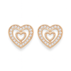 Nilu's Collection Rose Gold Plated Double Heart Stud Earrings with American Diamond For Women And Girls | Anti-Tranish | Anti-Allergy | Office Wear