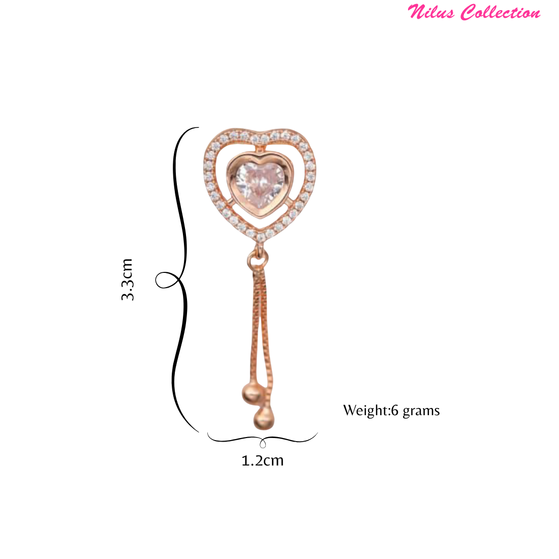 Rose Gold Plated Heart Drops Capture with American Diamond Earrings For Girls and Women | Gift For Girls |