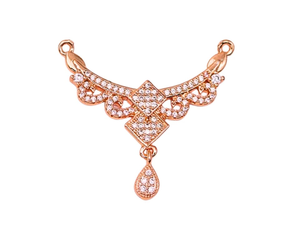 American Diamond Rose Gold Plated Floral Mangalsutra Pendant for Girls and Women (With Chain) | Karwachauth| Function