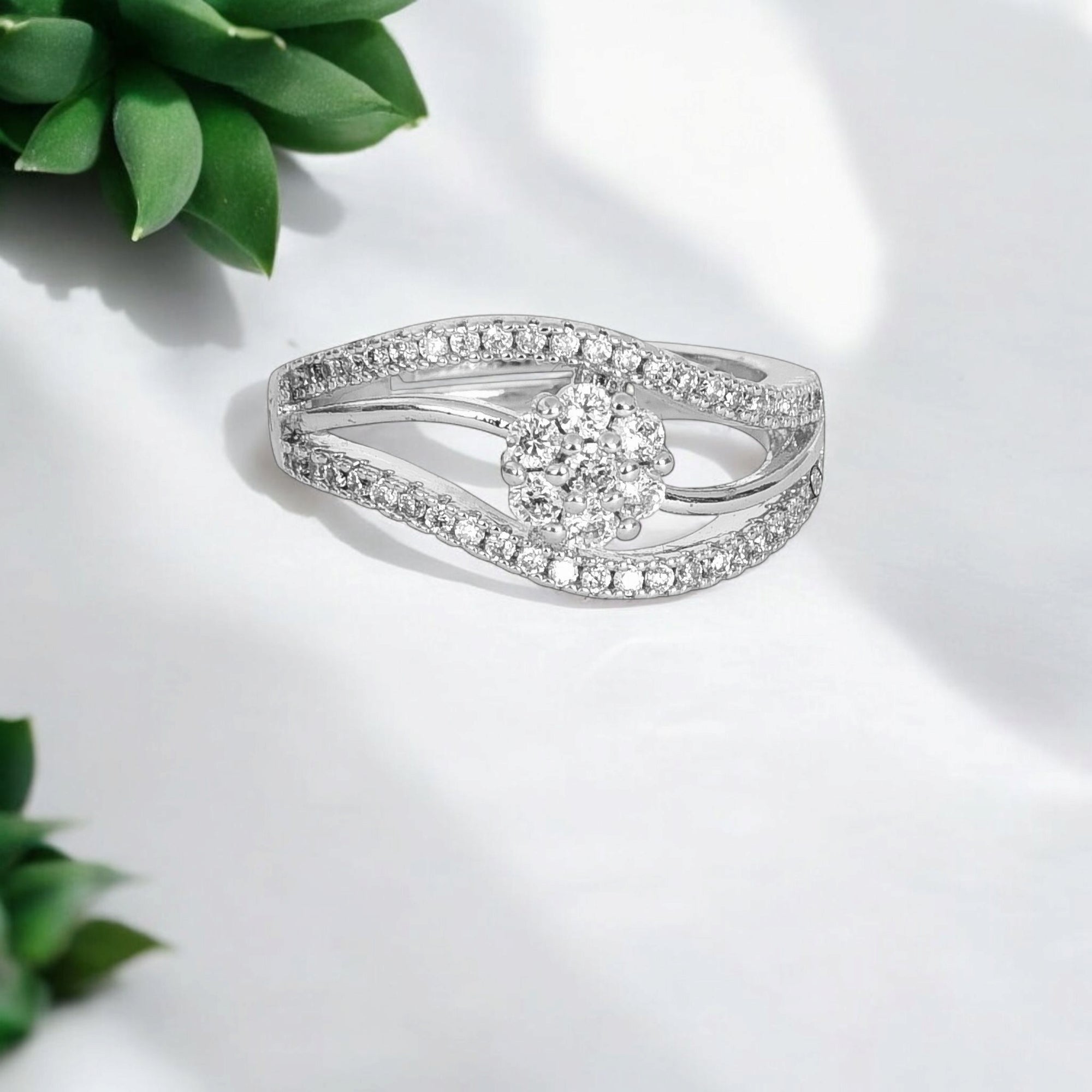 Silver Plated | Adjustable| American Diamond Studded | Finger Ring for Women and Girls, Style 1