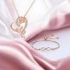 Stylish Rose Gold Plated CZ Chain Pendent with Infinity Bracelet for Girls and Women| Heart Shaped Pendant with Rose engraved| Gift