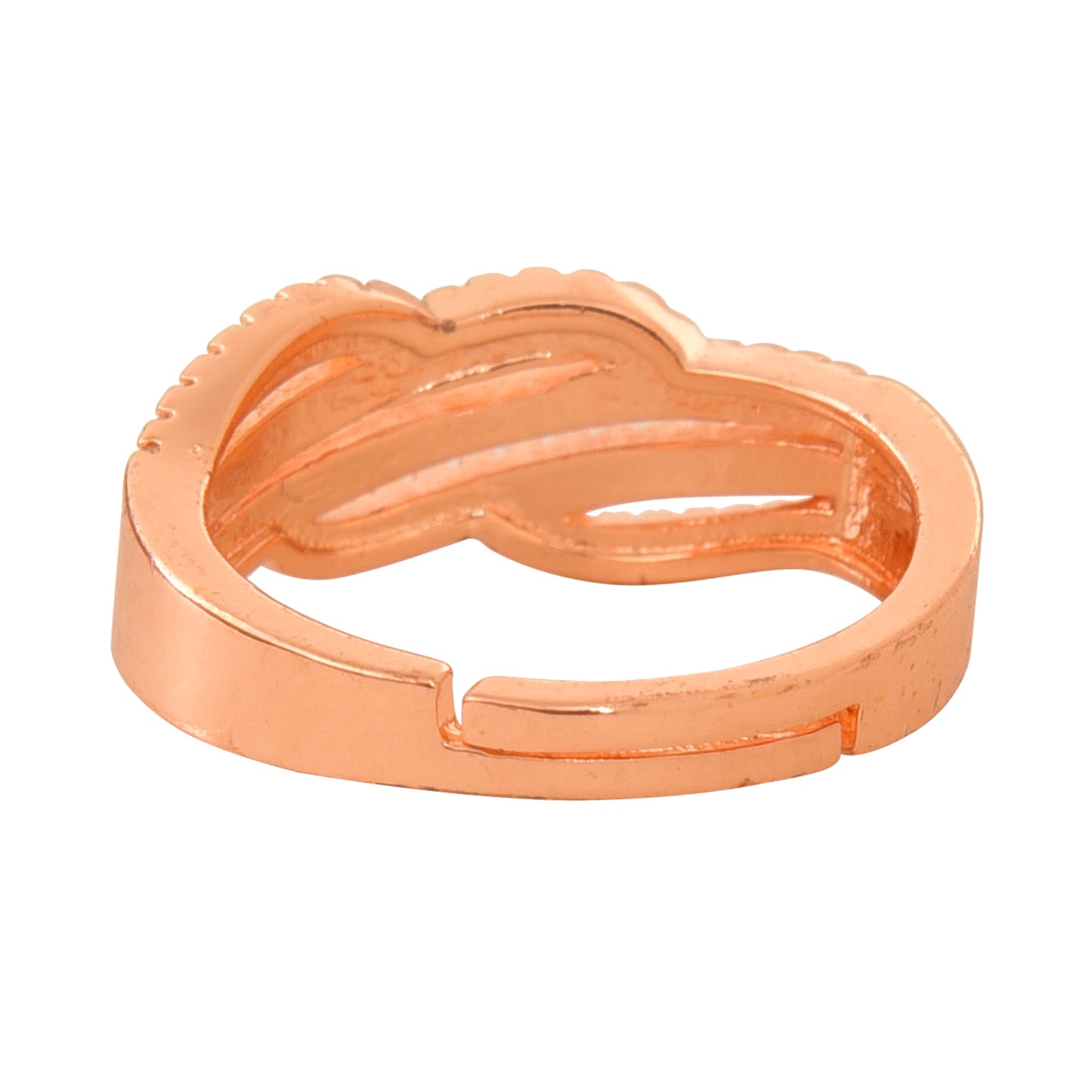 Rose Gold Plated | American Diamond Studded | Adjustable | Finger Ring for Women and Girls, Style 19