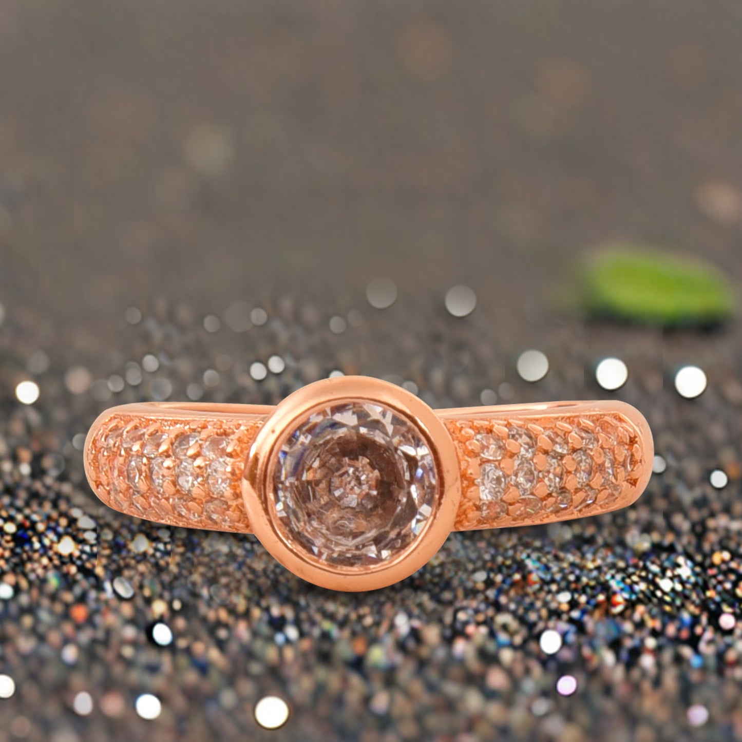 Rose Gold Plated | American Diamond Studded | Adjustable | Finger Ring for Women and Girls, Style 17