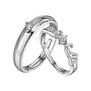 Elegant 925 Silver Plated Adjustable Couple Ring