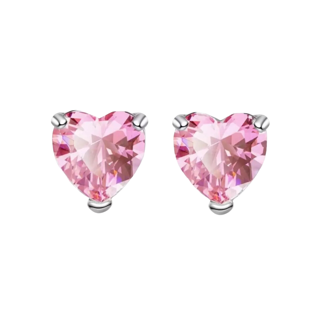 Nilu's Collection Heart Shape Elegant Zircon Stud Earring for Girls and Women Zircon Copper Stud Earring