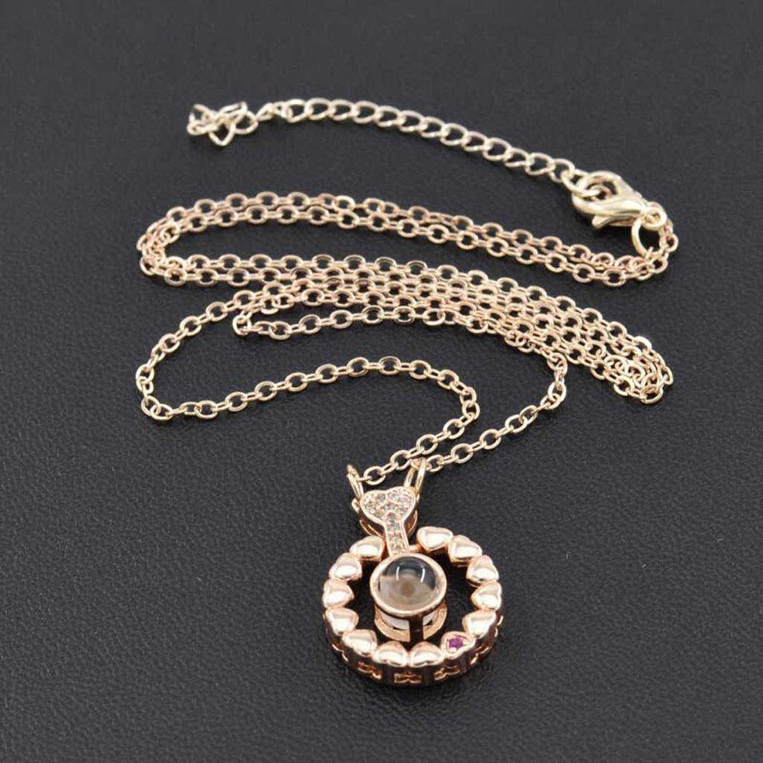Enchanting Rose Gold Plated Zircon Necklace Adorned with Delicate Heart Accents