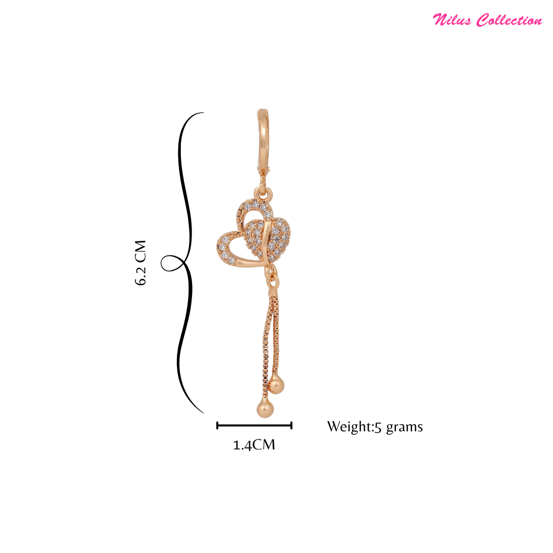 Rose Gold Plated Long Earrings, American Diamond Studded Lightweight Danglers Drop Earrings for Women and Girls