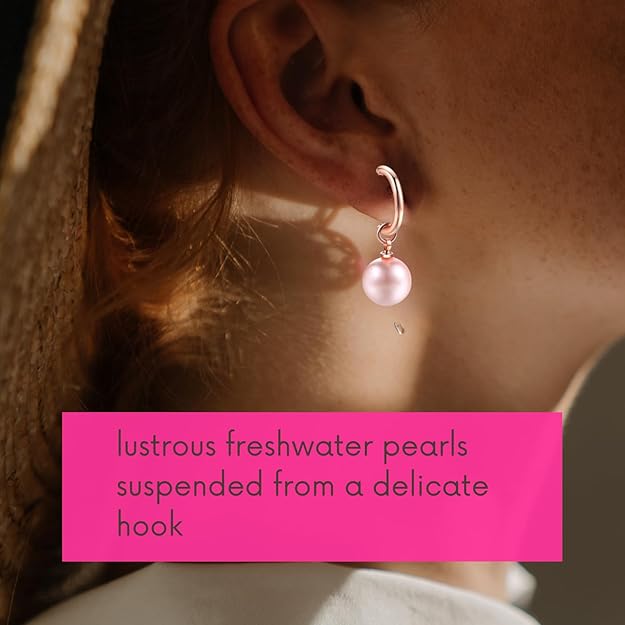 New Fashion High Quality 10mm Rose Gold with Pink Round Imitation Pearl Earrings