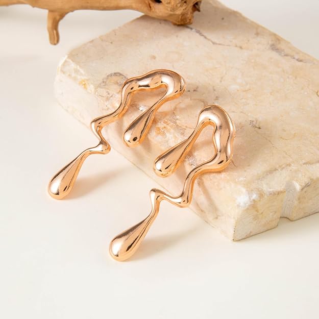 Abstract Drip Design Earrings in Gold Trendy and Modern Look|gifts for her | gifts for girls and womens