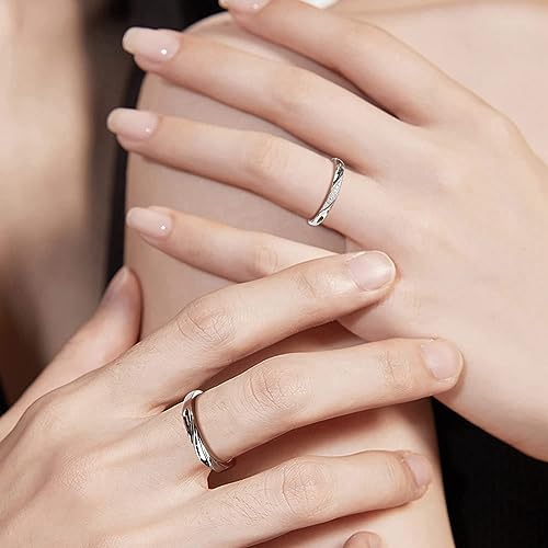 925 Sterling Silver Plated Cubic Zirconia Designer Couple Rings, Adjustable Couple Band, Promise Rings for Lovers, Gift for Men and Women, Valentine's Day Gift