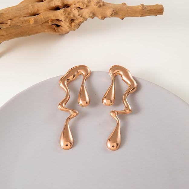 Abstract Drip Design Earrings in Gold Trendy and Modern Look|gifts for her | gifts for girls and womens