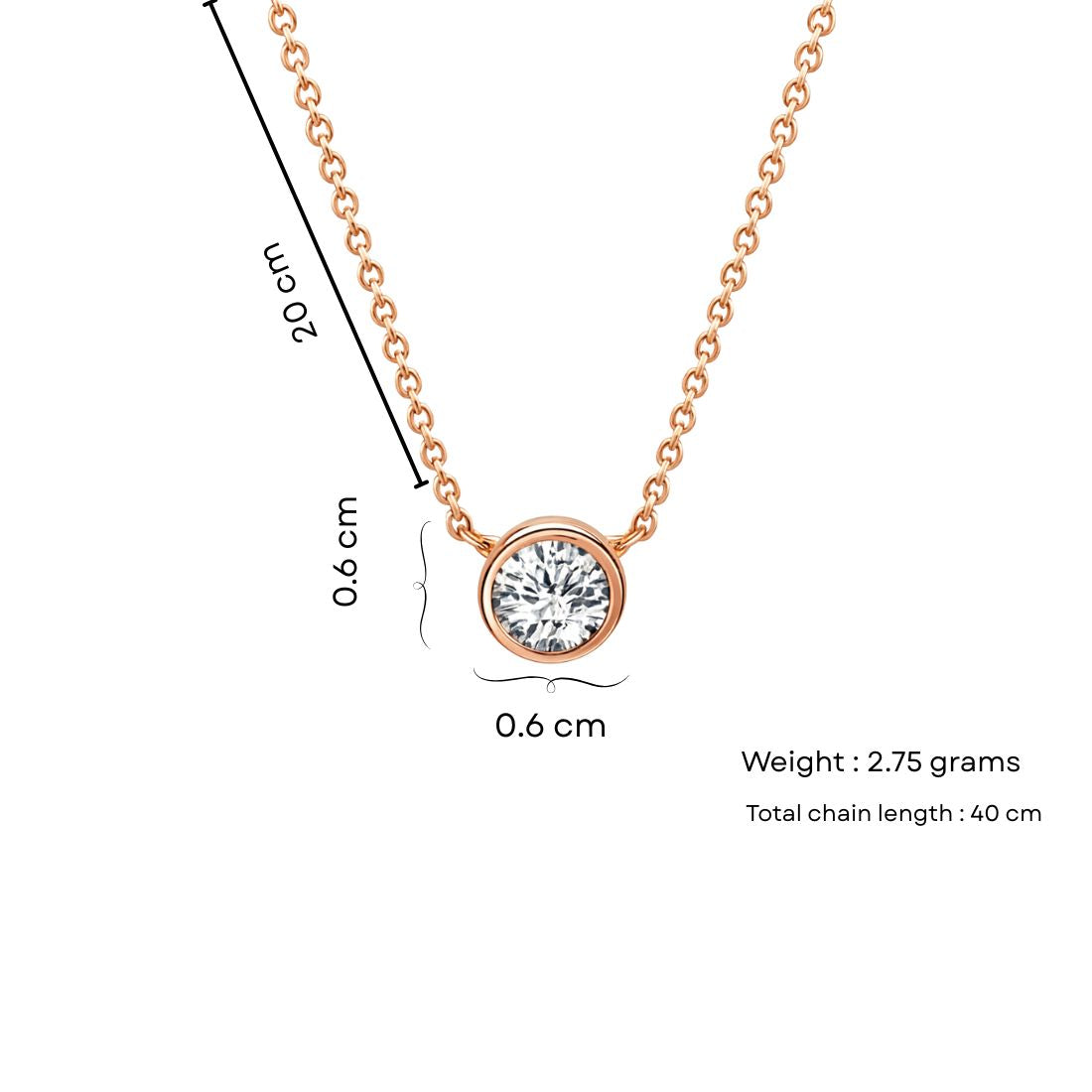 American Diamond Rose Gold Plated Pendant Necklace Set for Girls and Women