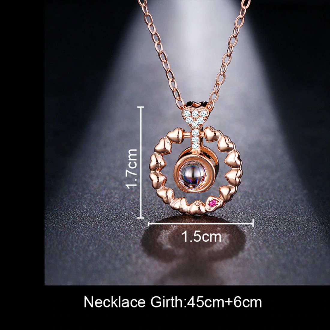 Enchanting Rose Gold Plated Zircon Necklace Adorned with Delicate Heart Accents