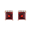 Blood Red Stone Square Stud Earrings for Girls and Women Copper Stud Earring