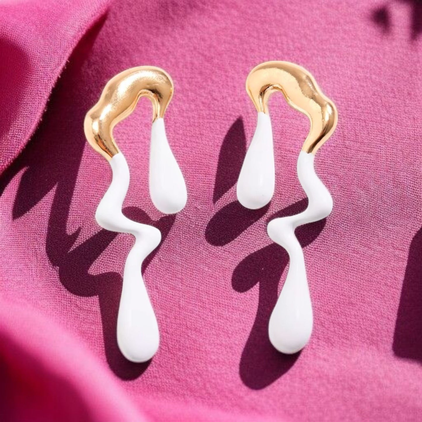Abstract Drip Design Earrings in White Gold Trendy and Modern Look | gift for her,gifts for womens & gilrls
