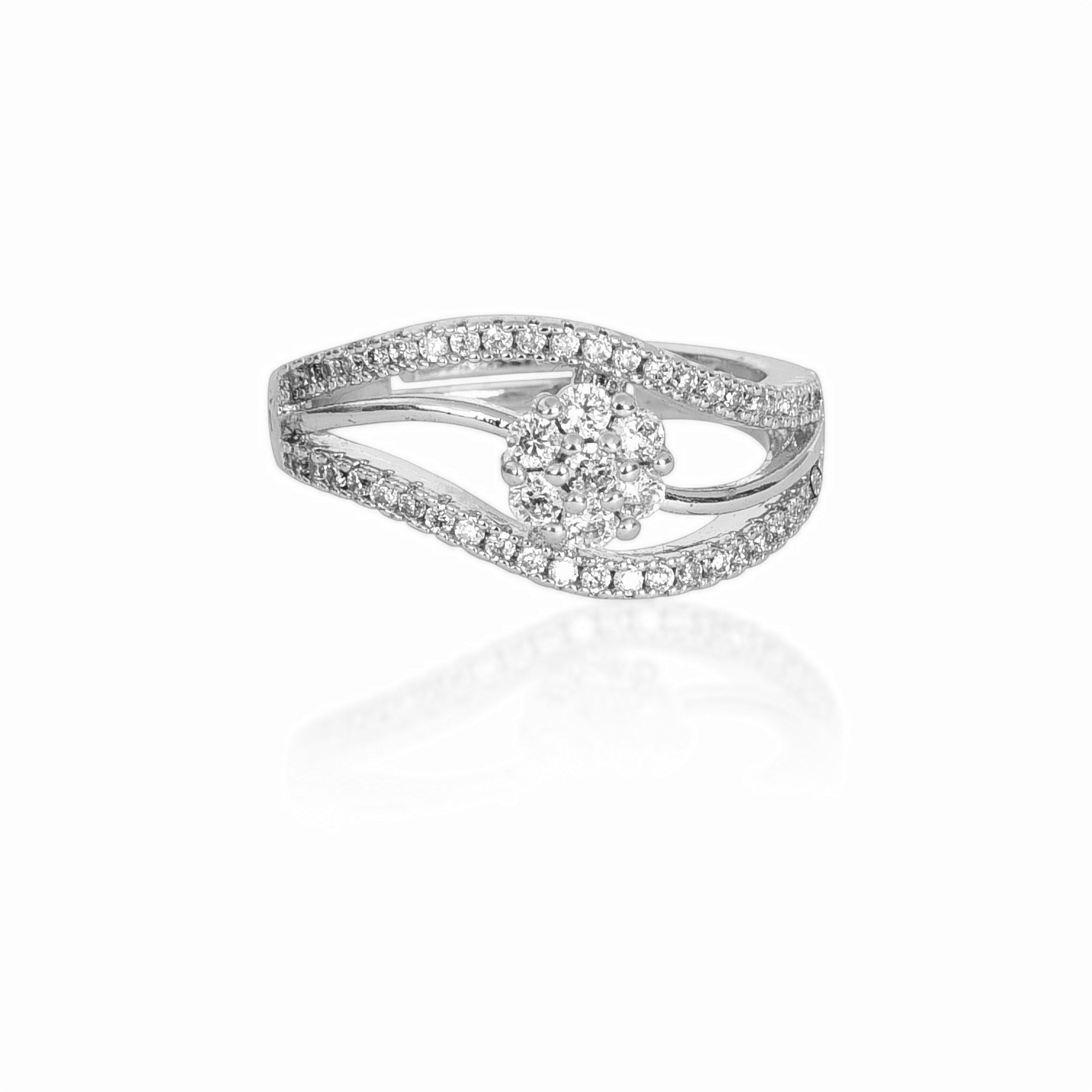 Silver Plated | Adjustable| American Diamond Studded | Finger Ring for Women and Girls, Style 1