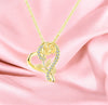 Stylish Gold Plated CZ Chain Pendent Set for Women, Heart Shaped Pendant with Rose Design (Gold)