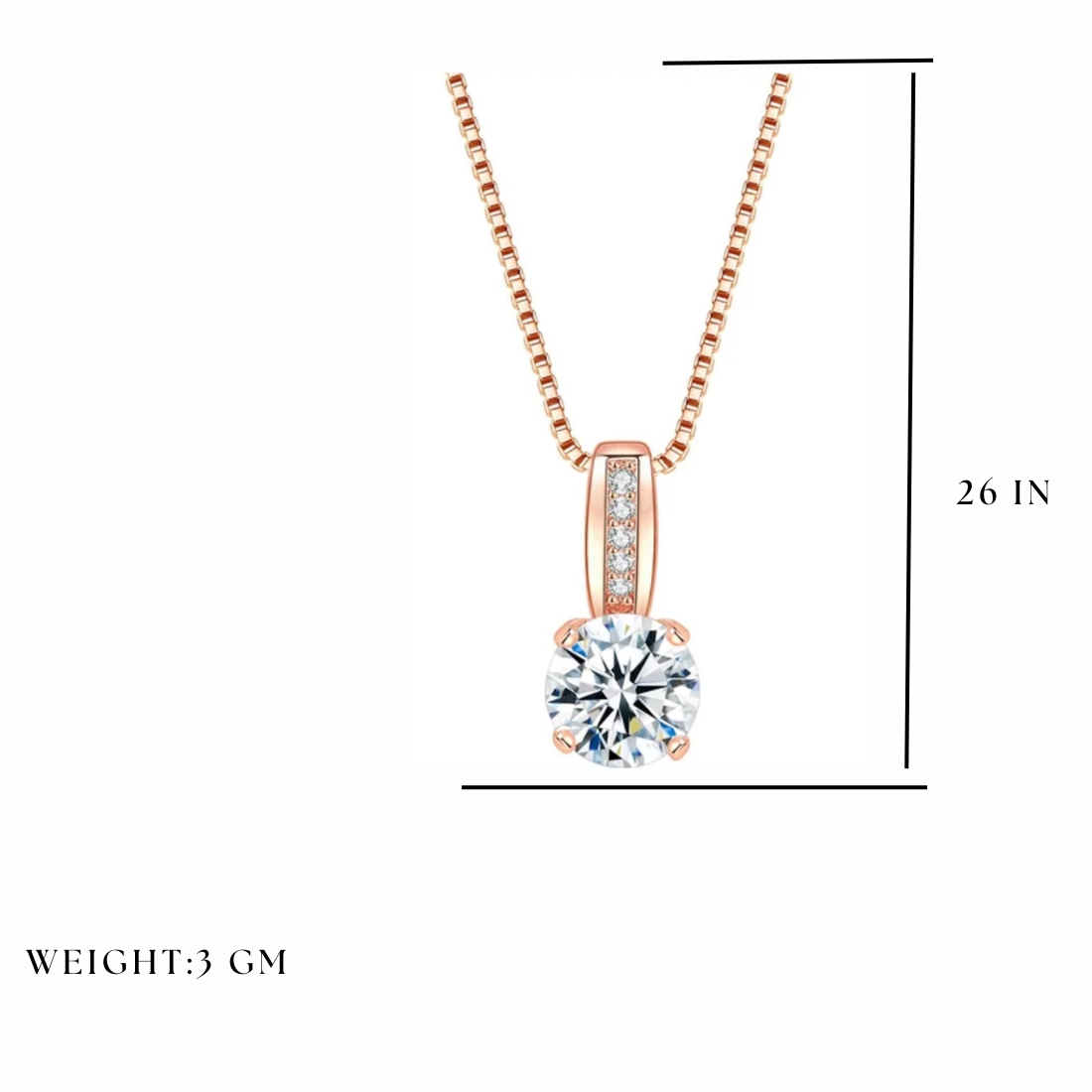 Cubic Zirconia Rose Gold Plated Pendant Necklace with Chain for Women & Girls, Gift Jewelry for Her