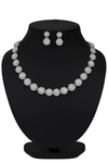 Silver Plated American Diamond Stone Studded | Anti Tarnish Jewellery Set for Women and Girls | Matching Earrings | Perfect for Weddings and Special Occasions