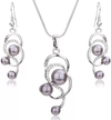 Platinum Plated Grey Simulated Pearl Fine African Beads Jewelry Set for Women Partywear Crystal Necklace EarringsJewel Set (Pack of 1)