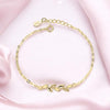 Gold Plated Adjustable Leaf Charm Crystal Bracelet for Women & Girls
