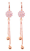 Nilu's Collection Rose Gold Plated Long Earrings, American Diamond Studded Lightweight Danglers Drop Earrings for Women and Girls