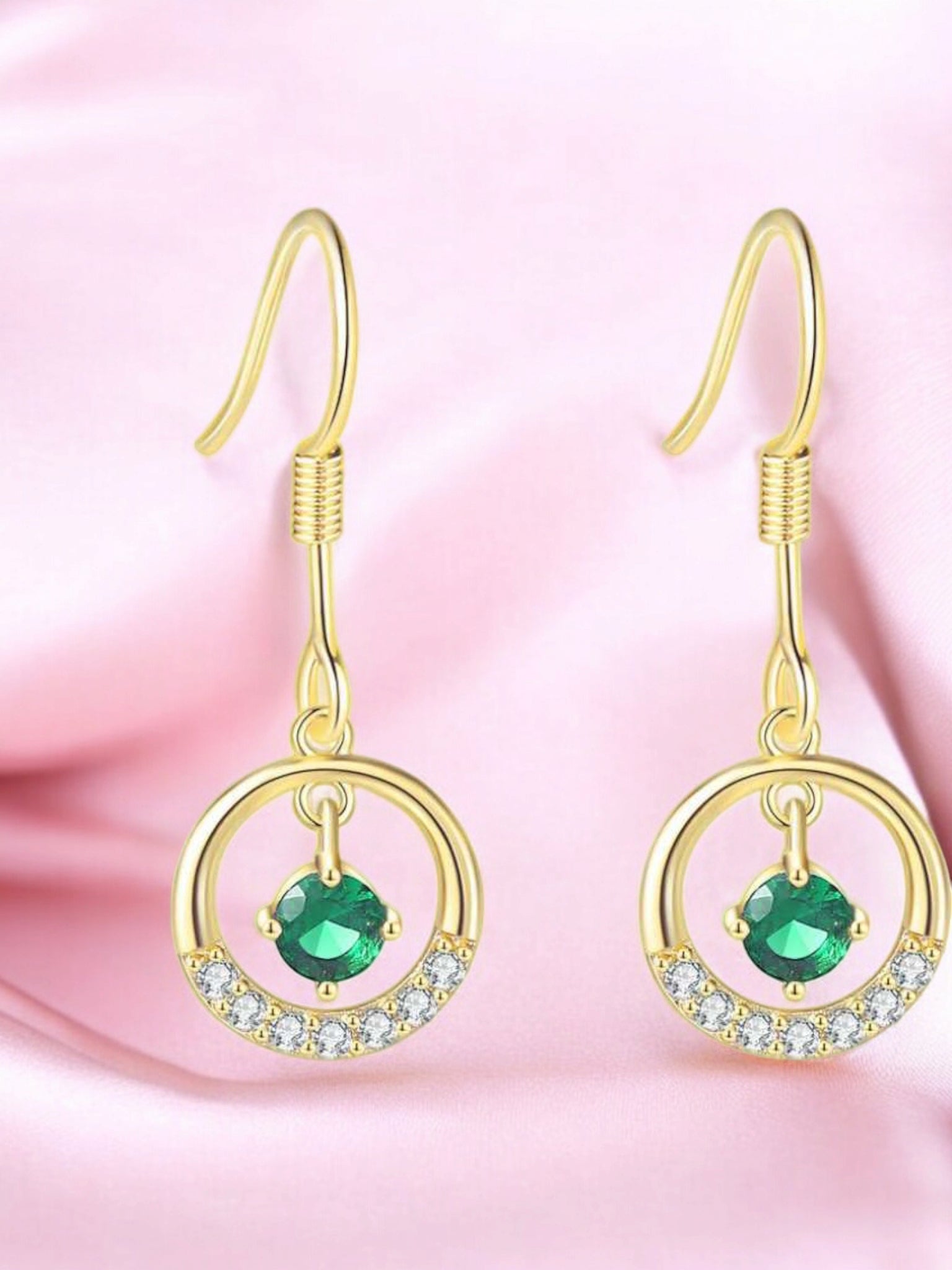 Cubic Zirconia Contemporary Crystal Drop Earrings, Danglers for Women & Girls (Gold)