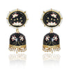 Meenakari Traditional Lotus Engraved Jhumki Earring, Dome Shaped Jhumka Earrings with Pearl Beads for Girls and Women
