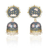Meenakari Traditional Lotus Engraved Jhumki Earring, Dome Shaped Jhumka Earrings with Pearl Beads for Girls and Women
