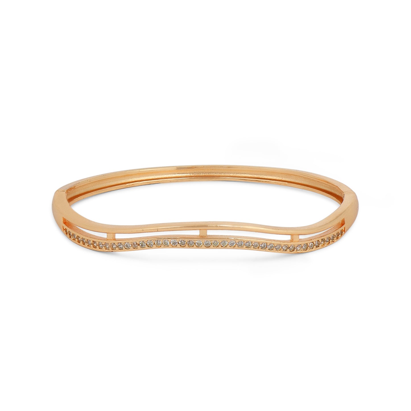 Nilus Collection Rose Gold Plated Kada with Sparkling AD Stones Foe Women And Girls | Anti -Tranish | Anti-Allergy |Office Wear |