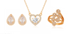 Nilu's Collection Rose Gold Plated American Diamond With pendant ,earrings And Adjustable Finger Ring For Women And Girls