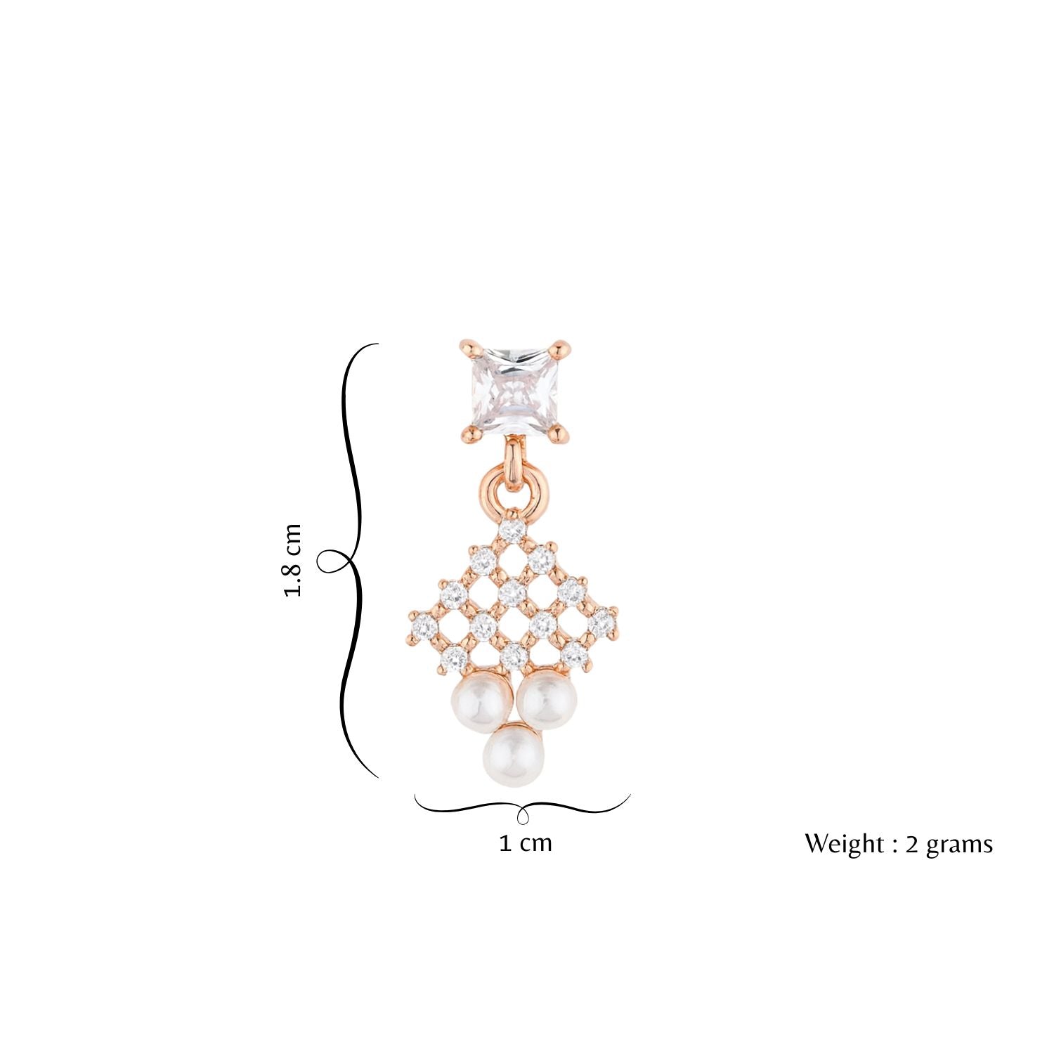 Nilu's Collection Rose Gold Plated Pearl Drop Earrings with AD Stones Dangler Earrings for Women & Girls | lightweighted | Anti-Tranish | Anti-Allergy